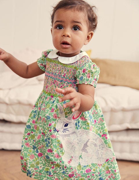 Nostalgic Smocked Woven Dress - Multi Vintage Flowerbed Nostalgic Smocked Woven Dress - Multi Vintage Flowerbed
