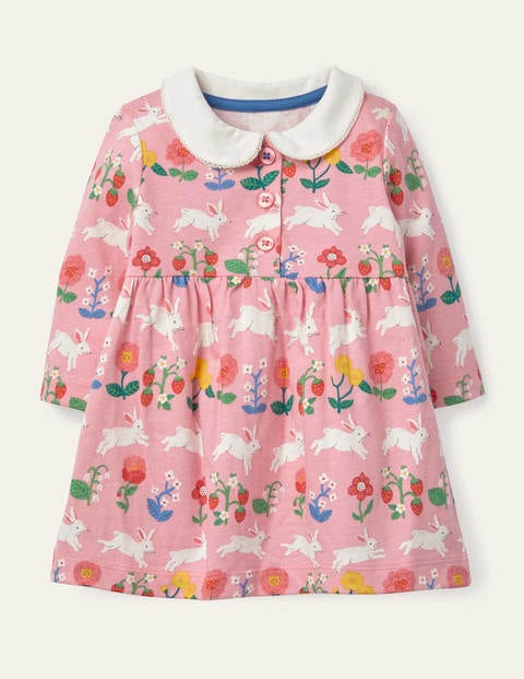 Jersey Collared Dress - Pink Lemonade Bunny Jersey Collared Dress - Pink Lemonade Bunny