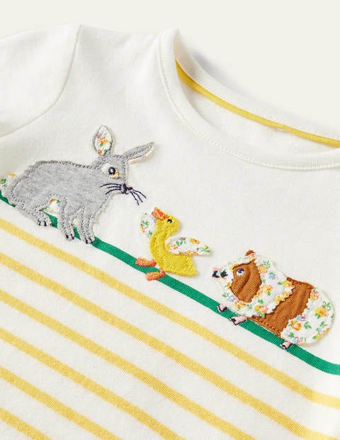 Breton Appliqué T-shirt - Ivory/Sweetcorn Yellow Bunnies Breton Appliqué T-shirt - Ivory/Sweetcorn Yellow Bunnies