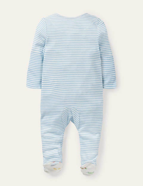 Zip-up Organic Sleepsuit - Frosted Blue/Ivory