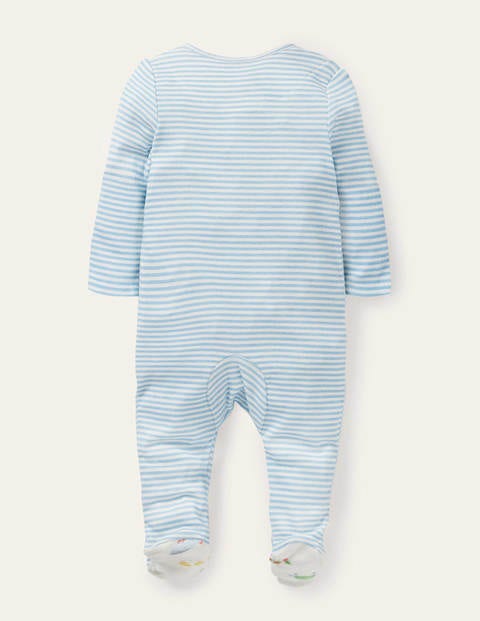 Organic Zip-up Sleepsuit - Frosted Blue/Ivory Organic Zip-up Sleepsuit - Frosted Blue/Ivory