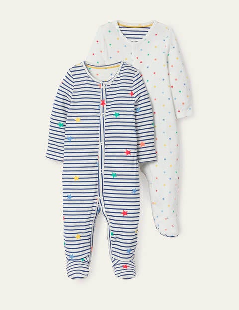 보덴 남아용 우주복 Boden Organic Twin Pack Sleepsuit - Multi Stars