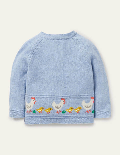 Newborn Fair Isle Cardigan - Frosted Blue Marl Chickens Newborn Fair Isle Cardigan - Frosted Blue Marl Chickens