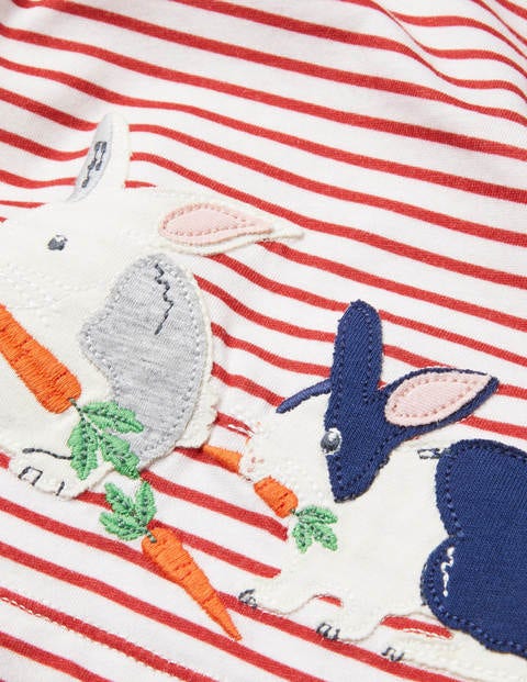 Appliqué Animals T-shirt - Ivory/Strawberry Red Bunnies Appliqué Animals T-shirt - Ivory/Strawberry Red Bunnies