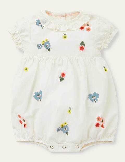 Embellished Woven Romper - Ivory Embroidery Embellished Woven Romper - Ivory Embroidery