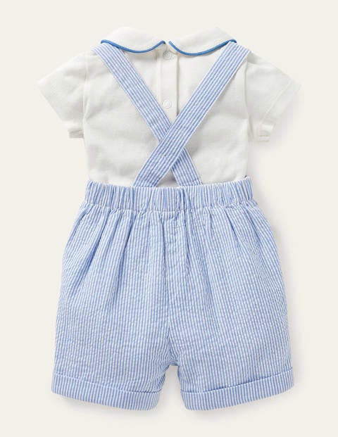 Nostalgic Dungaree Set - Elizabethan Blue Ticking Nostalgic Dungaree Set - Elizabethan Blue Ticking