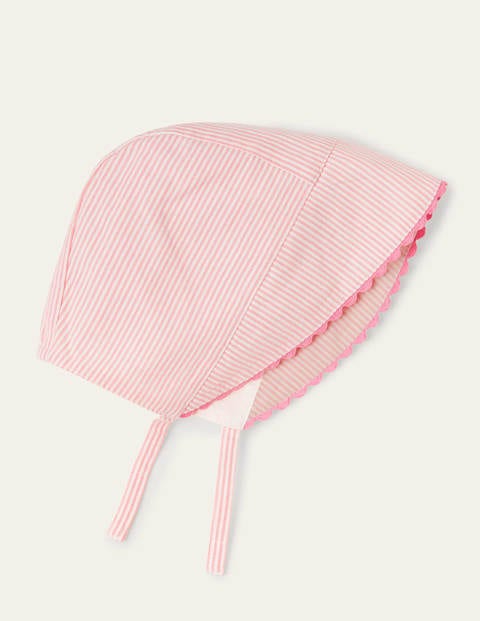 Woven Bonnet - Pink Lemonade/Ivory Ticking Woven Bonnet - Pink Lemonade/Ivory Ticking