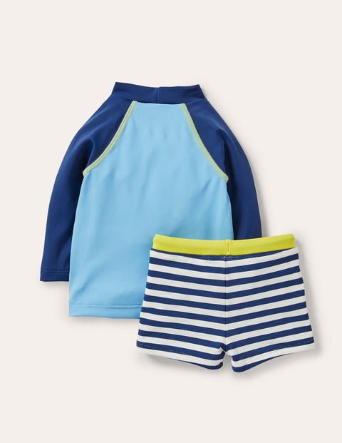 Fröhliches Set mit Badeshirt - Wolkenblau, Dschungelszene Fröhliches Set mit Badeshirt - Wolkenblau, Dschungelszene