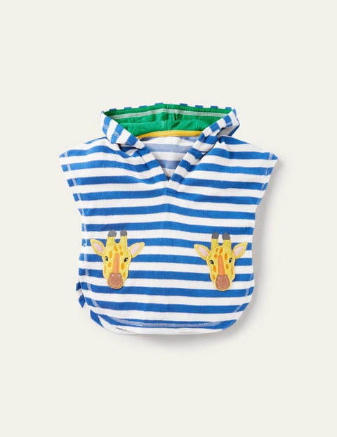 Fröhlicher Frottee-Kapuzenponcho - Marokkoblau/Weiß, Giraffe Fröhlicher Frottee-Kapuzenponcho - Marokkoblau/Weiß, Giraffe
