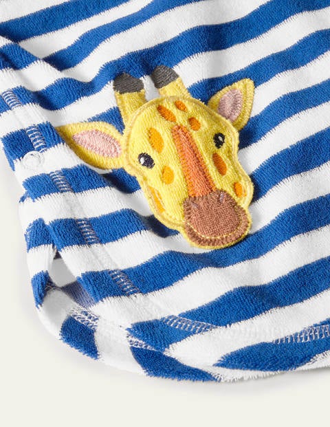 Fröhlicher Frottee-Kapuzenponcho - Marokkoblau/Weiß, Giraffe Fröhlicher Frottee-Kapuzenponcho - Marokkoblau/Weiß, Giraffe