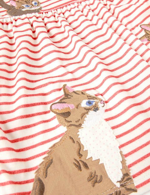 Big Appliqué Jersey Dress - Ivory/Guava Pink Cats Big Appliqué Jersey Dress - Ivory/Guava Pink Cats