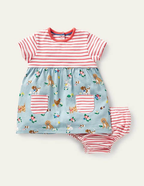 Jerseykleid mit Mustermix - Bunt, Blumen und Tiere Jerseykleid mit Mustermix - Bunt, Blumen und Tiere