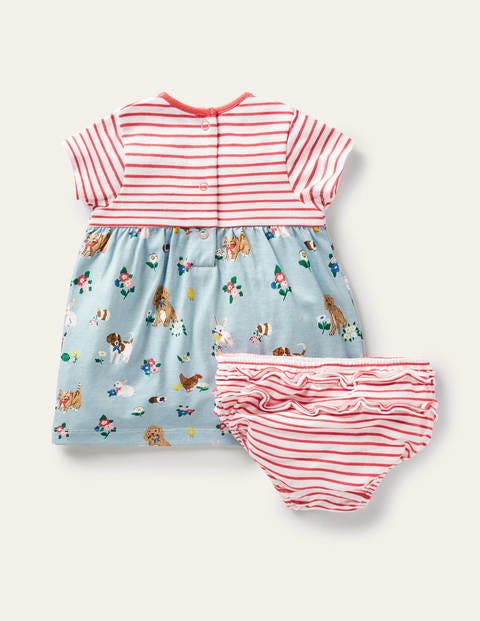 Jerseykleid mit Mustermix - Bunt, Blumen und Tiere Jerseykleid mit Mustermix - Bunt, Blumen und Tiere