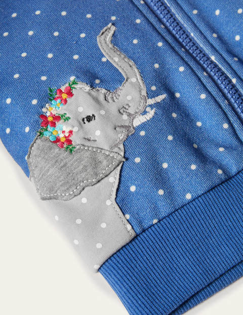 Appliqué Zip-up Hoodie - Elizabethan Blue Jungle Appliqué Zip-up Hoodie - Elizabethan Blue Jungle