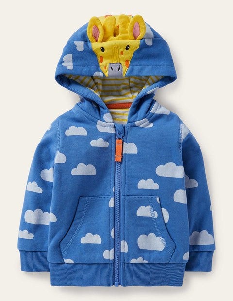 Novelty Zip-up Hoodie - Elizabethan Blue Giraffe Novelty Zip-up Hoodie - Elizabethan Blue Giraffe