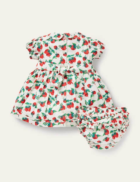 Nostalgic Smocked Woven Dress - Ivory Strawberry Patch Nostalgic Smocked Woven Dress - Ivory Strawberry Patch