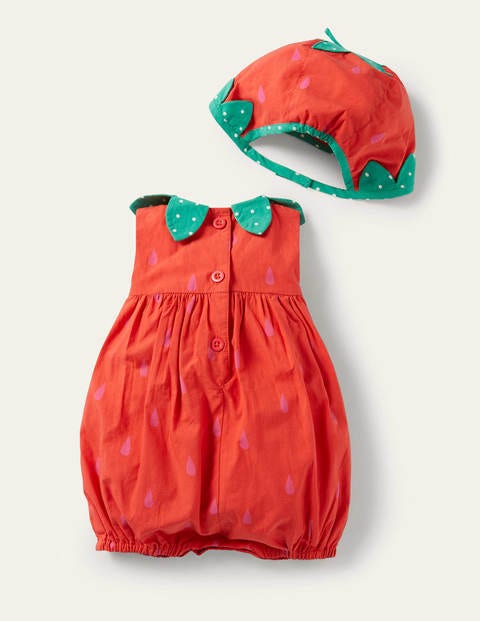 Woven Bubble Romper - Strawberry Tart Red Woven Bubble Romper - Strawberry Tart Red