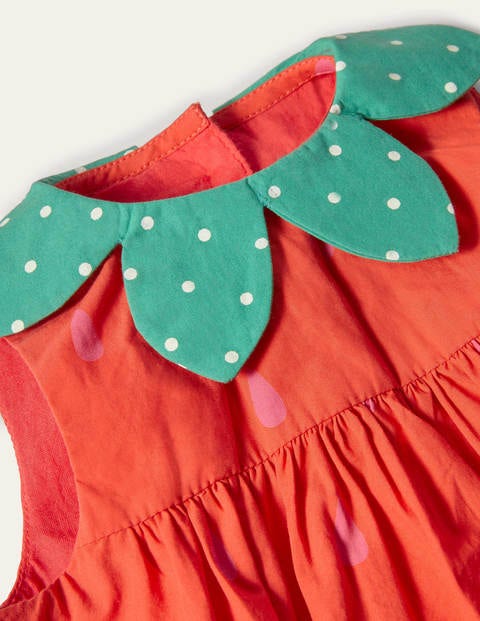 Woven Bubble Romper - Strawberry Tart Red Woven Bubble Romper - Strawberry Tart Red