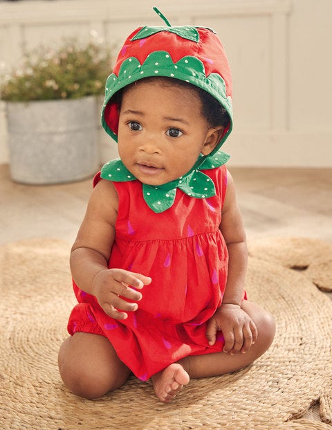 Woven Bubble Romper - Strawberry Tart Red Woven Bubble Romper - Strawberry Tart Red