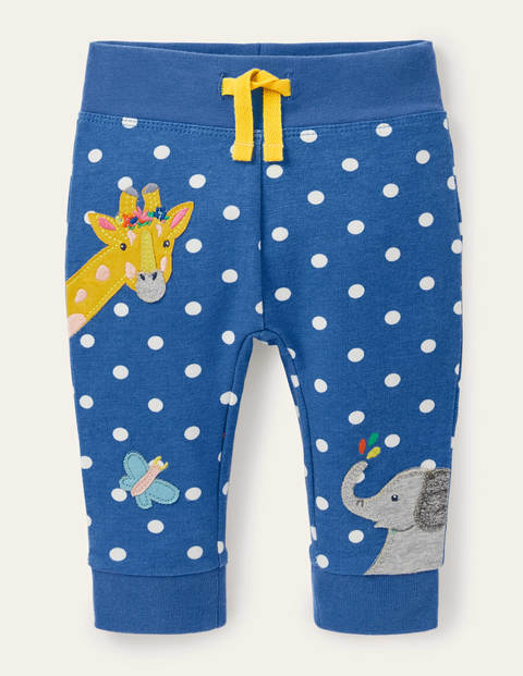 Appliqué Jersey Bottoms - Elizabethan Blue Jungle Appliqué Jersey Bottoms - Elizabethan Blue Jungle