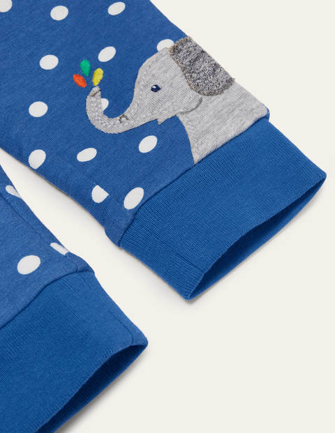 Appliqué Jersey Bottoms - Elizabethan Blue Jungle Appliqué Jersey Bottoms - Elizabethan Blue Jungle