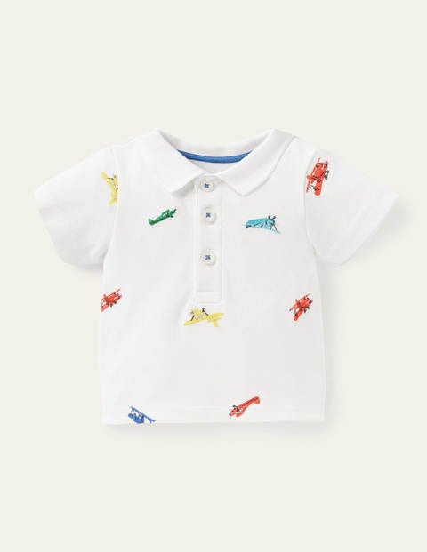Polo en piqué fun - Broderie avions ivoire Polo en piqué fun - Broderie avions ivoire