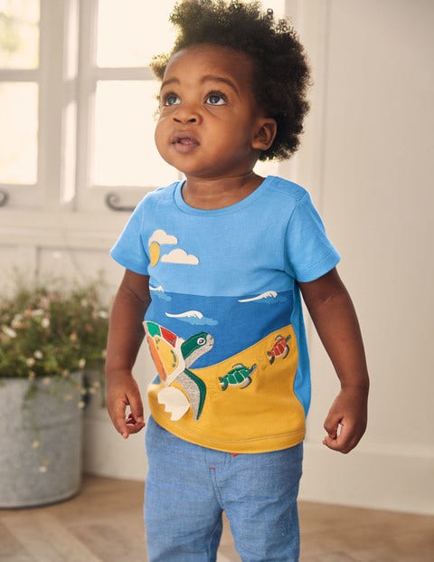 Lift-the-Flap T-shirt - Surfboard Blue Turtle Scene Lift-the-Flap T-shirt - Surfboard Blue Turtle Scene