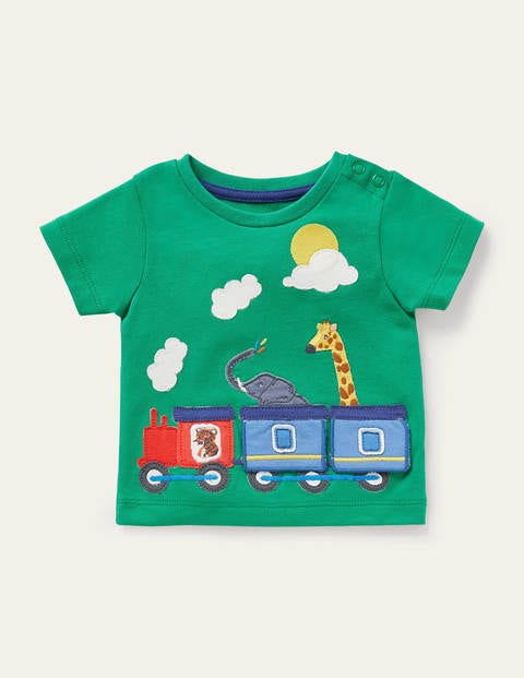 Lift-the-Flap T-shirt - Sapling Green Trains Lift-the-Flap T-shirt - Sapling Green Trains
