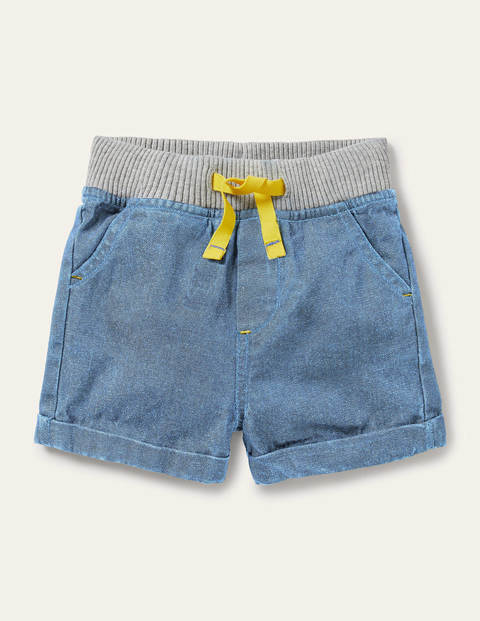 Short tissé à taille côtelée - Chambray moyen Short tissé à taille côtelée - Chambray moyen