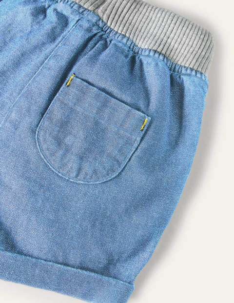 Short tissé à taille côtelée - Chambray moyen Short tissé à taille côtelée - Chambray moyen