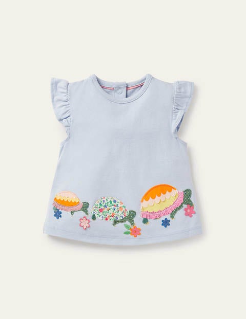 Frill Flutter Appliqué T-shirt - Provence Blue Turtles Frill Flutter Appliqué T-shirt - Provence Blue Turtles