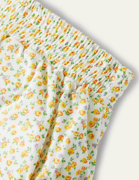 Gemusterte Jerseyshorts - Maisgelb, Rosen Gemusterte Jerseyshorts - Maisgelb, Rosen