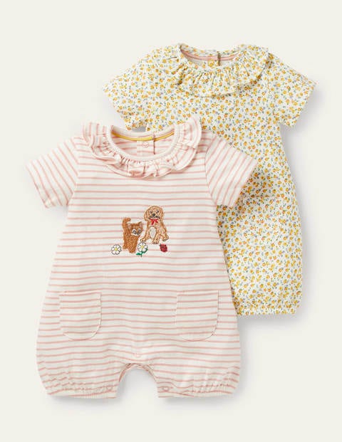 Jersey-Strampler im 2er-Pack - Maisgelb, Haustiere Jersey-Strampler im 2er-Pack - Maisgelb, Haustiere