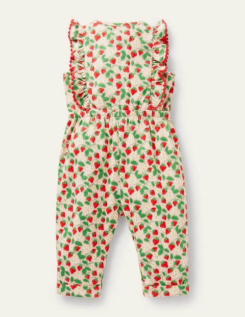 Jersey Ruffle Romper - Boto Pink Ditsy Strawberries Jersey Ruffle Romper - Boto Pink Ditsy Strawberries