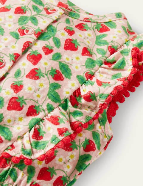 Jersey Ruffle Romper - Boto Pink Ditsy Strawberries Jersey Ruffle Romper - Boto Pink Ditsy Strawberries