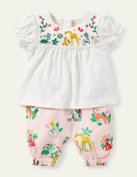 Embroidered Woven Play Set - Boto Pink Jungle Friends Embroidered Woven Play Set - Boto Pink Jungle Friends