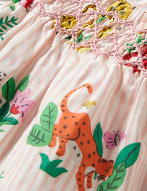 Smocked Dress - Boto Pink Jungle Friends Smocked Dress - Boto Pink Jungle Friends