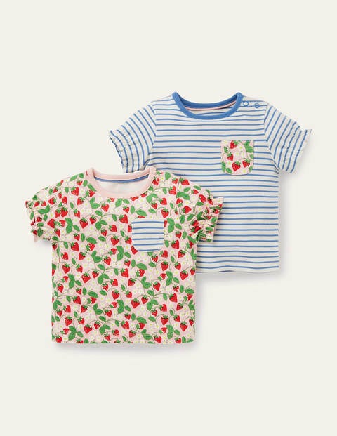 Twin Pack T-shirts - Boto Pink Ditsy Strawberries