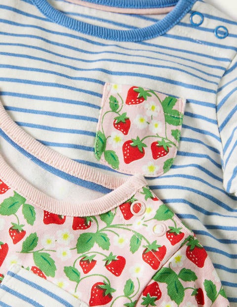Twin Pack T-shirts - Boto Pink Ditsy Strawberries Twin Pack T-shirts - Boto Pink Ditsy Strawberries
