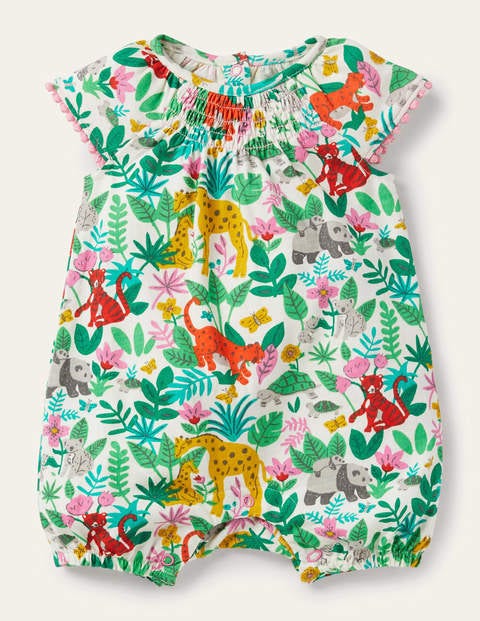 Printed Jersey Romper - Multi Jungle Printed Jersey Romper - Multi Jungle