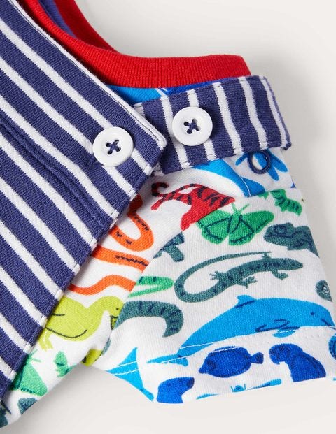 Summer Jersey Overalls Set - Ivory/Starboard Blue Jungle Summer Jersey Overalls Set - Ivory/Starboard Blue Jungle
