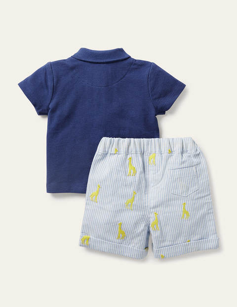 Vacation Appliqué Short Set - Elizabethan Blue Giraffe Vacation Appliqué Short Set - Elizabethan Blue Giraffe