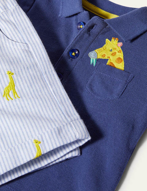 Vacation Appliqué Short Set - Elizabethan Blue Giraffe Vacation Appliqué Short Set - Elizabethan Blue Giraffe