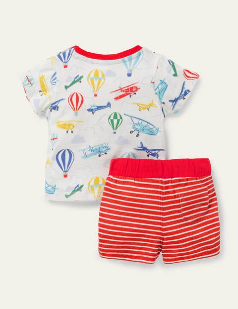 Vacation Appliqué Short Set - Ivory Vintage Planes Vacation Appliqué Short Set - Ivory Vintage Planes
