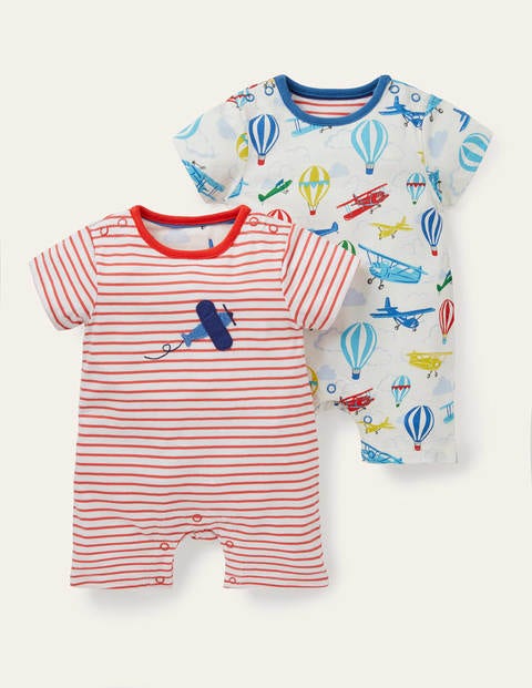 Planes Twin Pack Rompers - Ivory Vintage Planes Planes Twin Pack Rompers - Ivory Vintage Planes