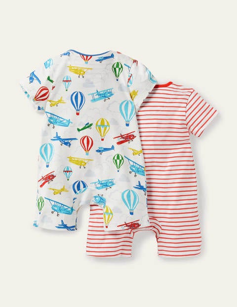 Planes Twin Pack Rompers - Ivory Vintage Planes Planes Twin Pack Rompers - Ivory Vintage Planes