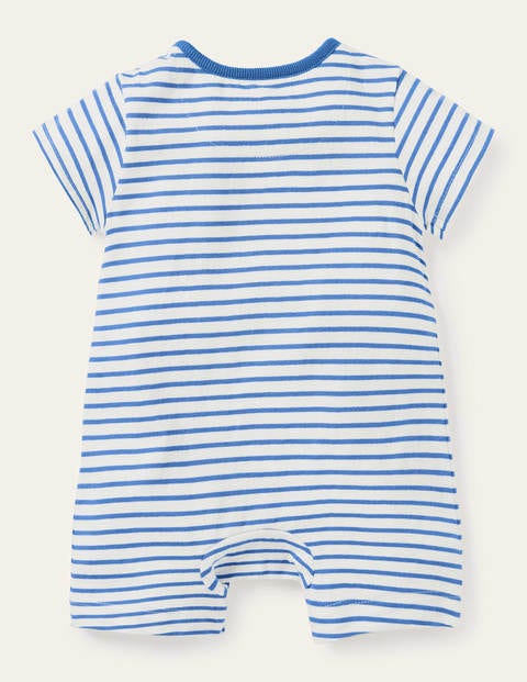 Short Jersey Romper - Ivory/Elizabethan Blue Giraffe Short Jersey Romper - Ivory/Elizabethan Blue Giraffe