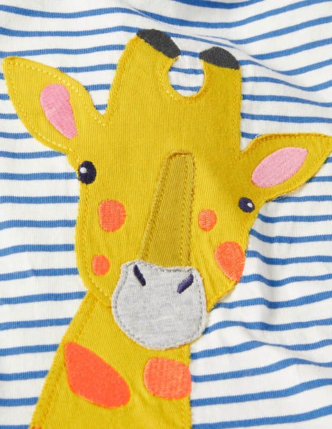 Short Jersey Romper - Ivory/Elizabethan Blue Giraffe Short Jersey Romper - Ivory/Elizabethan Blue Giraffe