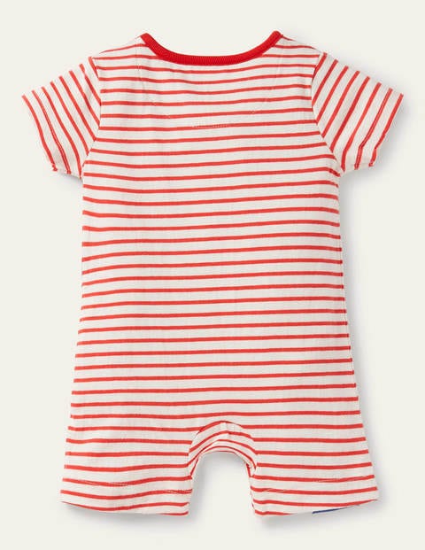 Short Jersey Romper - Ivory/Strawberry Tart Whales Short Jersey Romper - Ivory/Strawberry Tart Whales