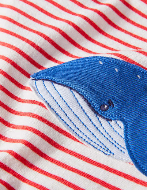 Short Jersey Romper - Ivory/Strawberry Tart Whales Short Jersey Romper - Ivory/Strawberry Tart Whales